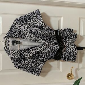 First Option Women's Animal Print Lined Blazer with Belt Size Large